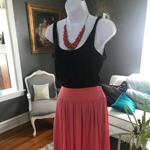 Coral skirt & black tank top
